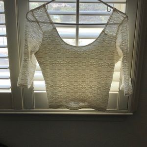 Below the shoulder off white  top